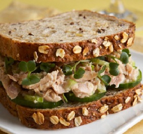 Skinny tuna sandwich on sprouted grain bread