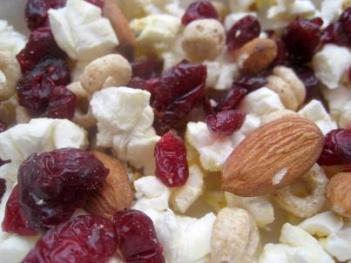 Popcorn with dried fruits and nuts